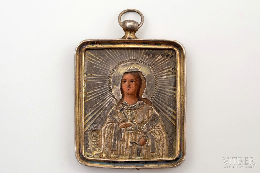 kaklarotas ikona, sudrabs, 84 prove, Velikij Ustjug, Krievijas impērija, 1815-1827 g., 4.4 х 3.35 х 0.35 cm, 10.1 g.