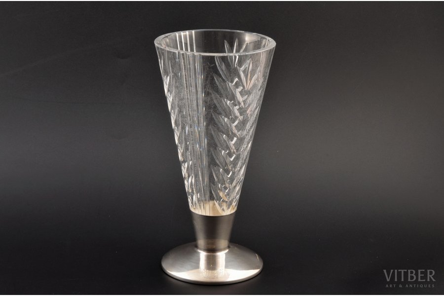 a vase, silver, 830 standard, cut-glass (crystal), 19.7 cm, 1967, Finland