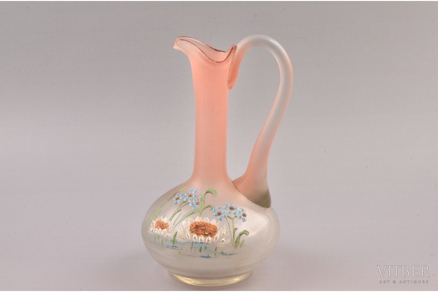 carafe, flower motif, handpainted, the beginning of the 20th cent., 18.5 cm