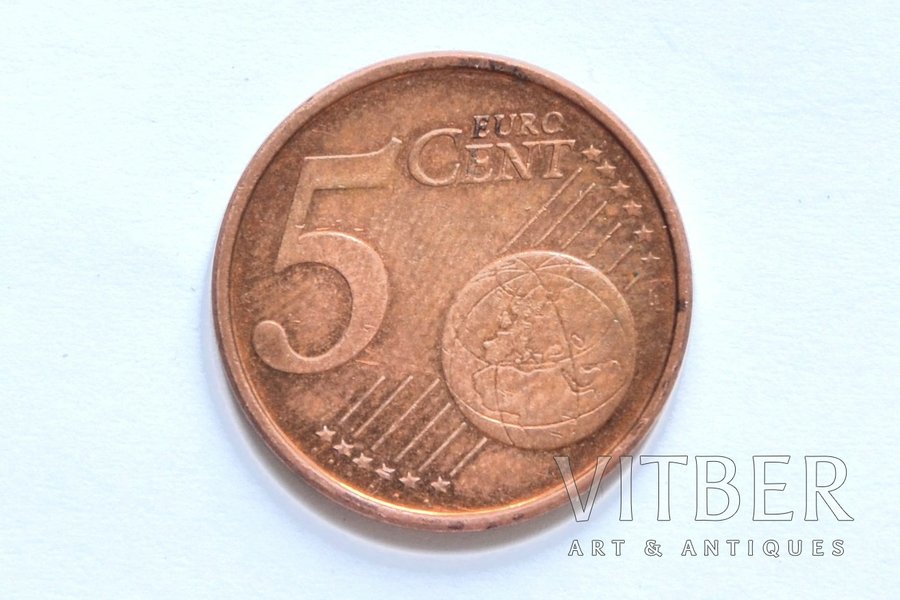 5 centi, 2008 g., Kalšanas gada kļūda (008), Īrija, Ø 2.13 mm, AU