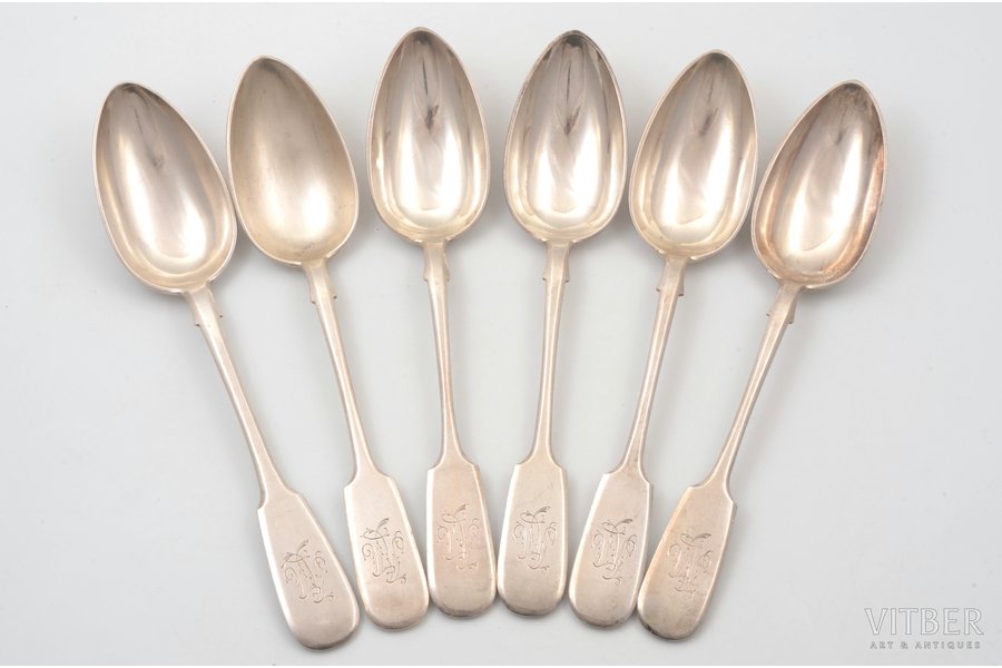 set of 6 spoons, silver, 84 st...