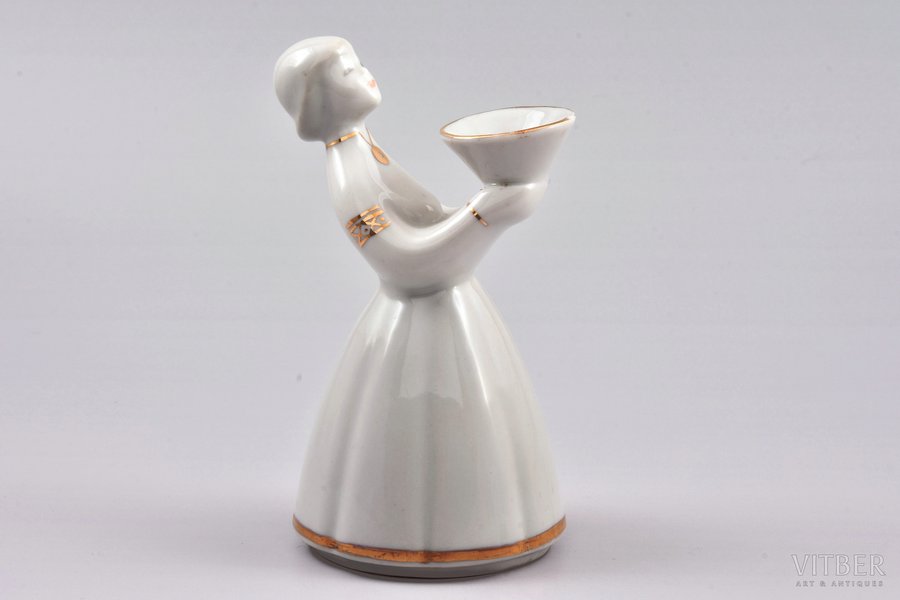 figurine, candlestick "Ilga", porcelain, Riga (Latvia), USSR, sculpture's work, Riga porcelain factory, molder - Ilga Vanaga, the 60ies of 20th cent., 12.6 cm