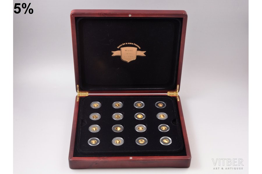 A set of coins from different countries in miniature, gold, fineness 999, 19.84 g, fine gold weight 19.84 g