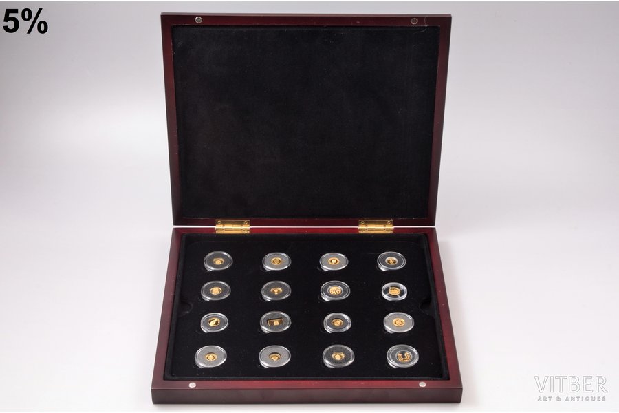 "Набор монет разных стран в миниатюре", золото, 999 проба, 8 г, вес чистого золота 8 г