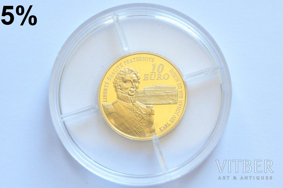 France, 10 euro, 2006, Jean-Baptiste Bernadotte, gold, fineness 920, 8.45 g, fine gold weight 7.78 g, KM# 1446
