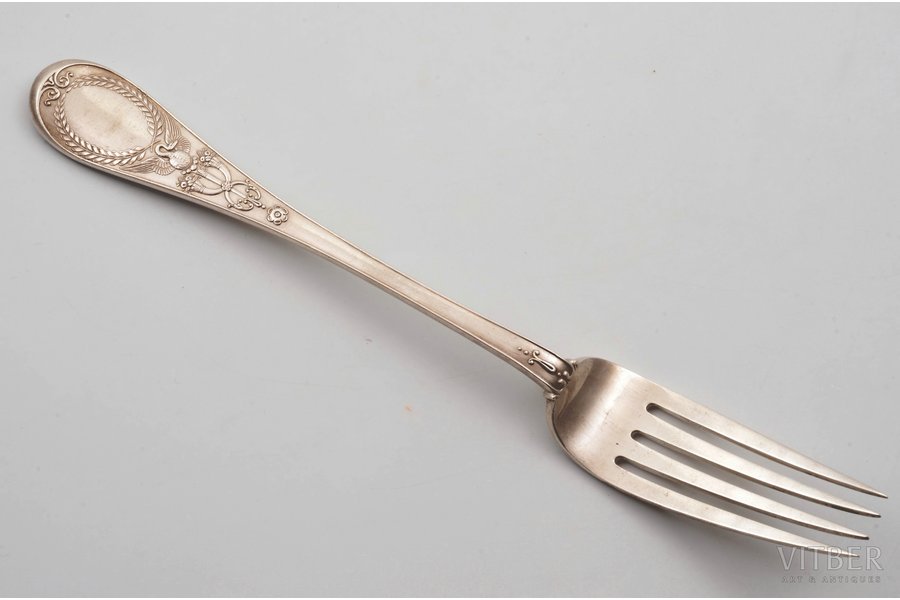 fork, silver, 84 standard, 94.9 g, 22.5 cm, "Fabergé", 1896-1907, Moscow, Russia