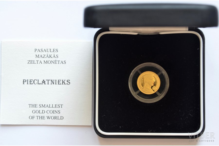 Latvia, 5 lats, 2003, Commemorative coin FIVE LATS, gold, fineness 999.9, 1.2442 g, fine gold weight 1.2442 g, KM# 59