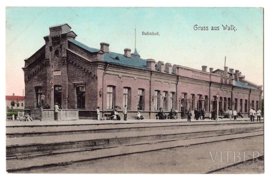 postcard, railway station, Valga, Russia, Estonia, beginning of 20th cent., 13.8x9 cm