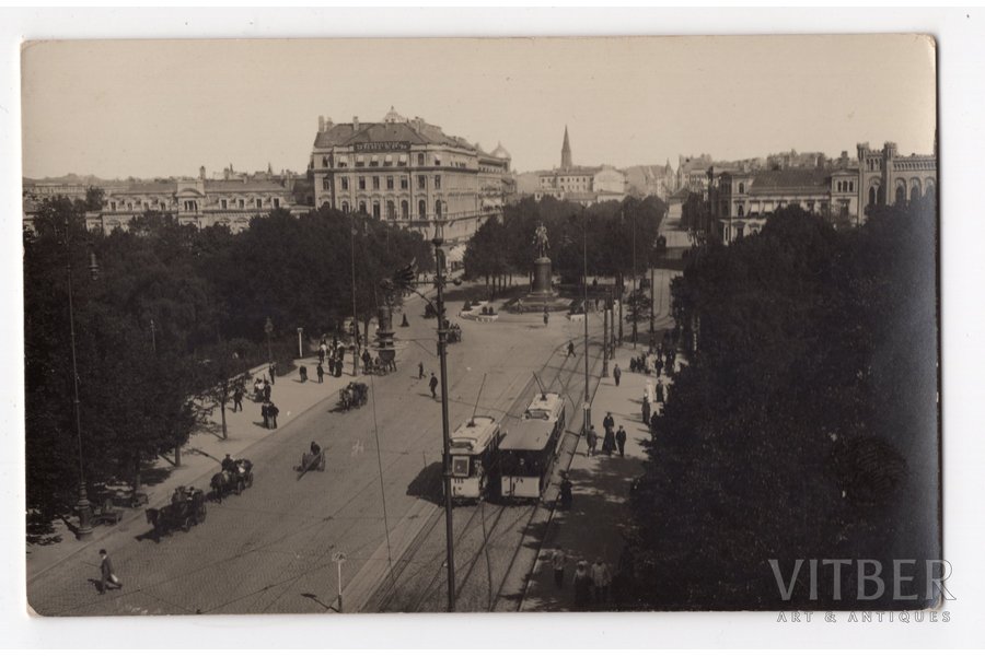 photography, Riga, monument to Peter the Great, Latvia, Russia, beginning of 20th cent., 13.6x8.6 cm