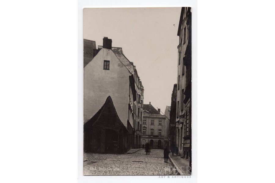 фотография, Старая Рига, улица Паласта, Латвия, 20-30е годы 20-го века, 13.4x8.6 см
