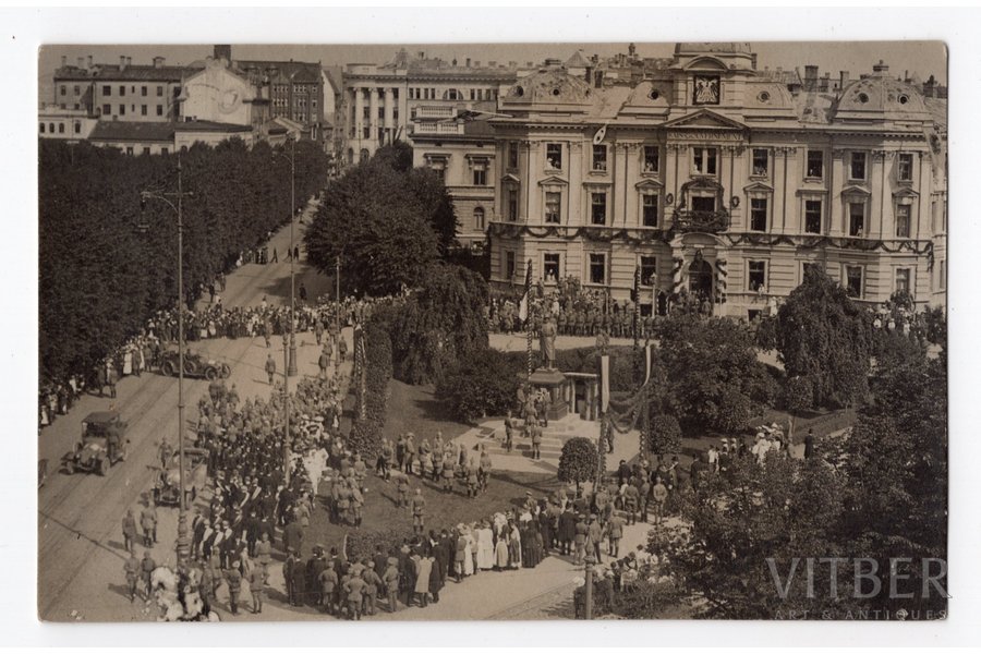 photography, Riga, opening of the monument to the German Soldiers, Latvia, Russia, beginning of 20th cent., 13,5x8,6 cm