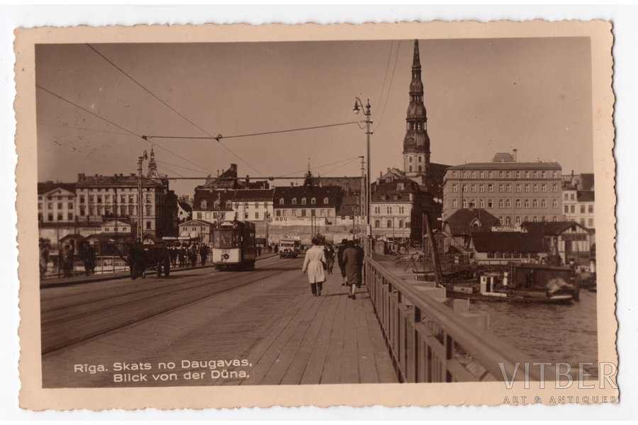 photography, Riga, pontoon bridge, Latvia, 20-30ties of 20th cent., 13.8x8.8 cm