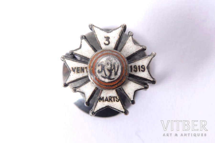 miniature badge, Kalpaks Battalion cavalry unit, "Venta", Latvia, 20-30ies of 20th cent., 12.5 x 13 mm