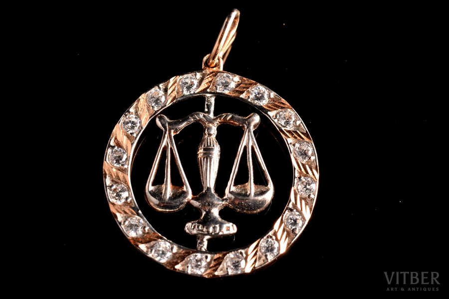 a pendant, Libra, gold, 585 standard, 3.26 g., the item's dimensions Ø 2.25 cm, 2000ies, Latvia