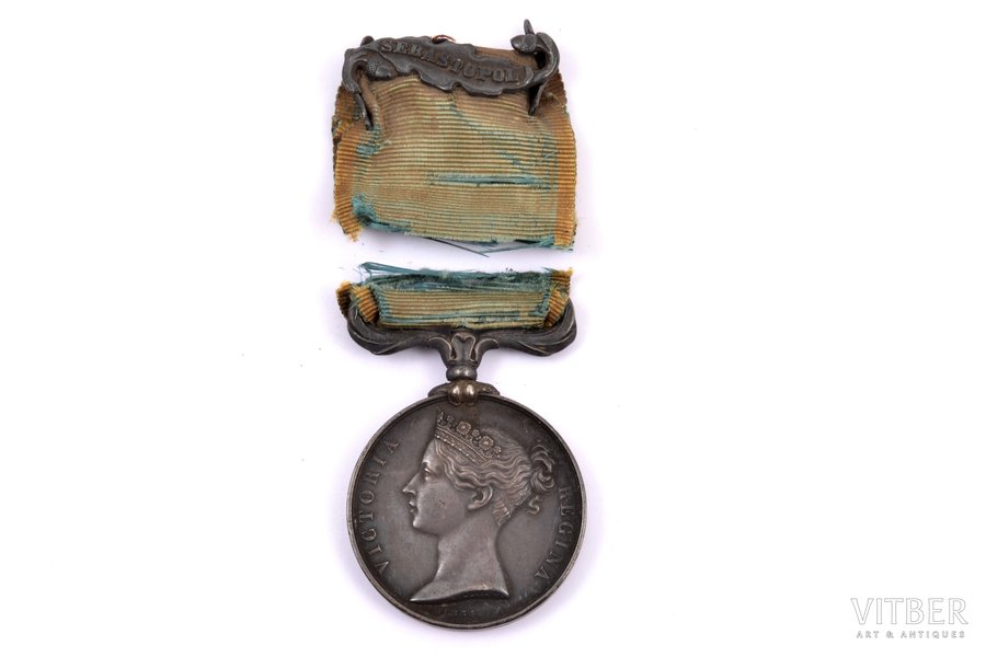 медаль, Крымская кампания, серебро, Великобритания, 1854 г., 10.2 х Ø 36 мм