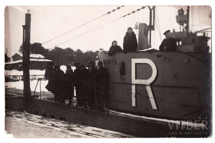 фотография, Латвийская армия, военный флот, подводная лодка "Ронис", Латвия, 20-30е годы 20-го века, 13.8x8.8 см