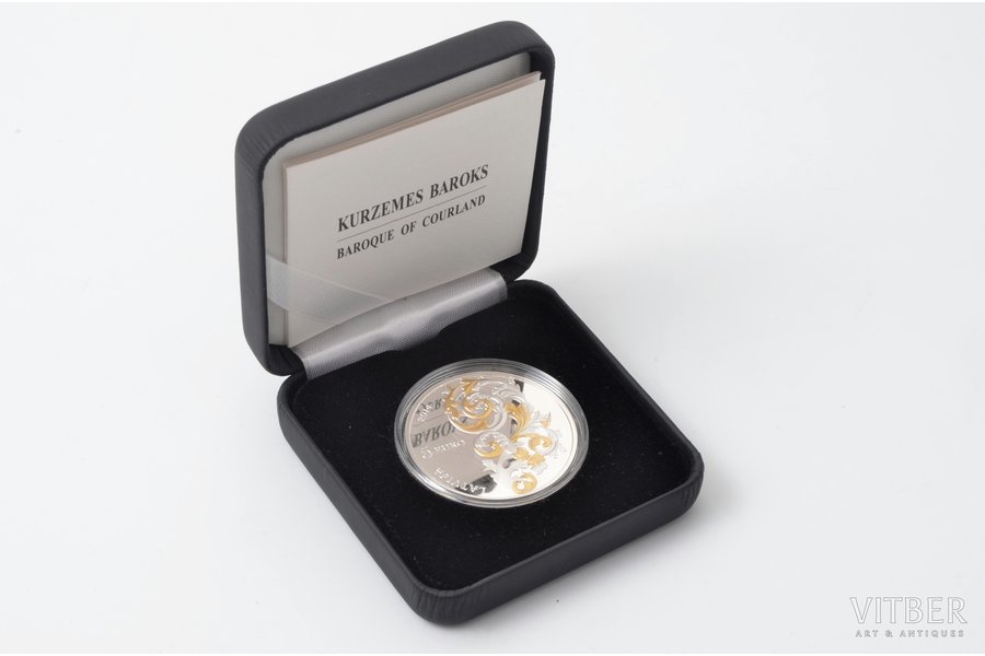 5 euro, 2014, Kurzeme baroque, silver, 925 standard, Latvia, 22 g, Ø 35 mm, Proof