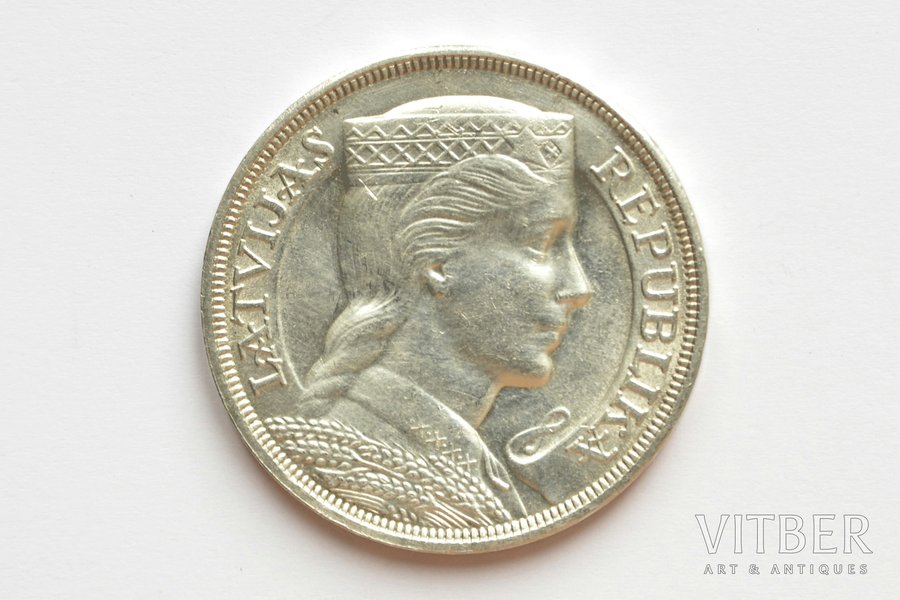 5 lats, 1931, silver, Latvia, 25 g, XF
