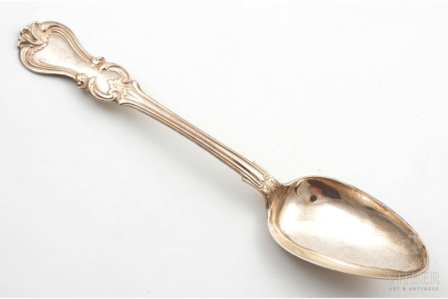 spoon, silver, 84 standard, 62.35 g, 22 cm, by Cristoph Barthold Knuth, 1853, Riga, Russia