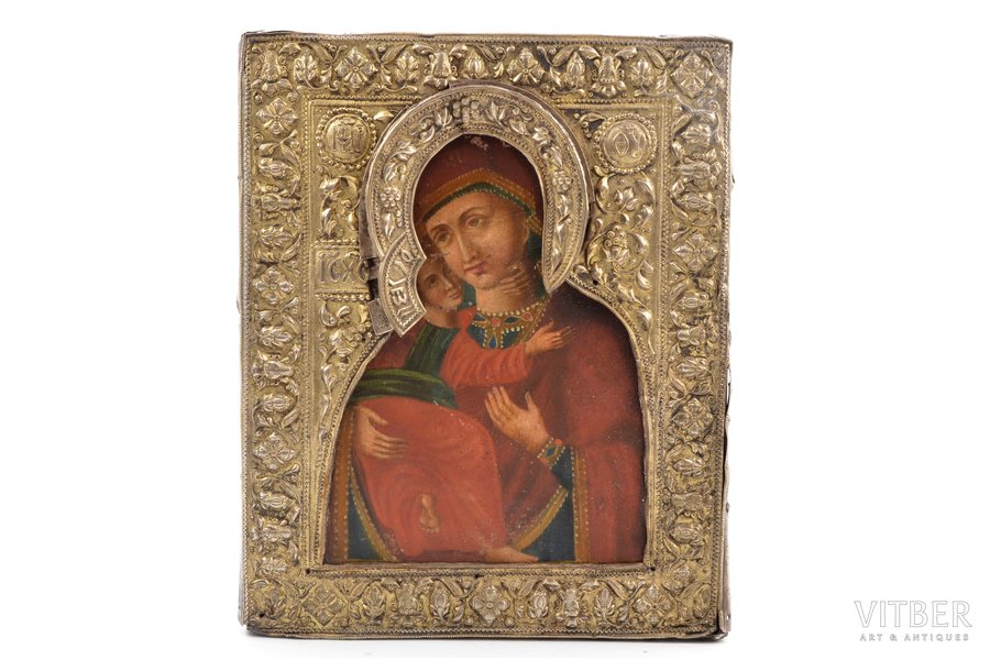 icon, Our Lady of Vladimir, board, painting, silver oklad, Moscow, Russia, the middle of the 18th cent., 23.5 x 19 x 2.3 cm