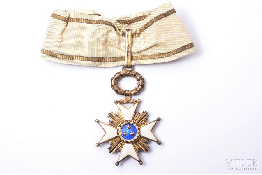 order, Order of Three Stars, 3rd class, silver, 875 standard, Latvia, 20-30ies of 20th cent., 53 x 46 mm, "Vilhelms Fridrichs Müller" manufactory