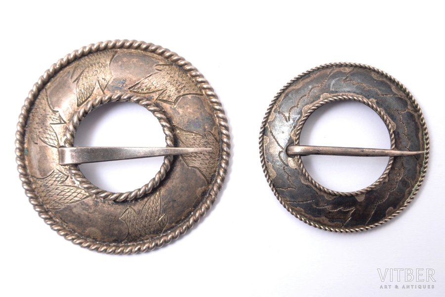 sakta, 2 pcs., silver, 875 standard, 9.5 , 3.97 g., the item's dimensions Ø 4.3, 3.35 cm, the 20-30ties of 20th cent., Latvia