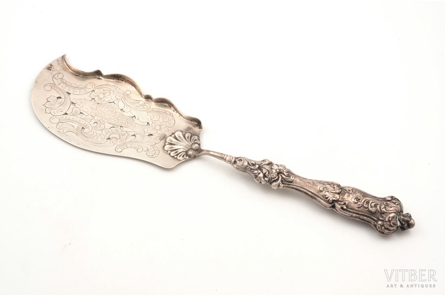 fish serving shovel, silver, 830 standard, 117.3 g, 32 cm, 1844, Sweden