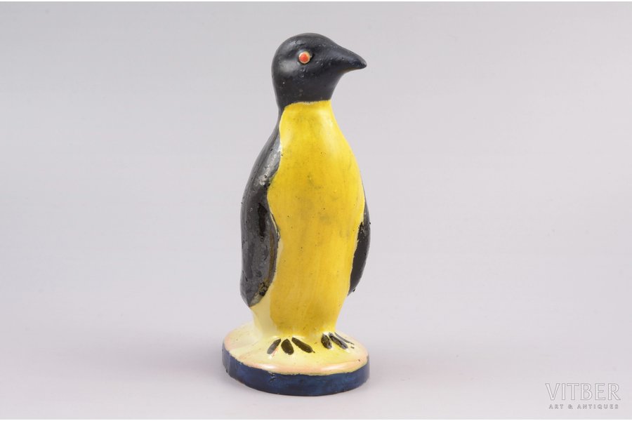 figurine, Penguin, ceramics, Riga (Latvia), USSR, Riga porcelain factory, the 40ies of 20th cent., 16 cm, second grade