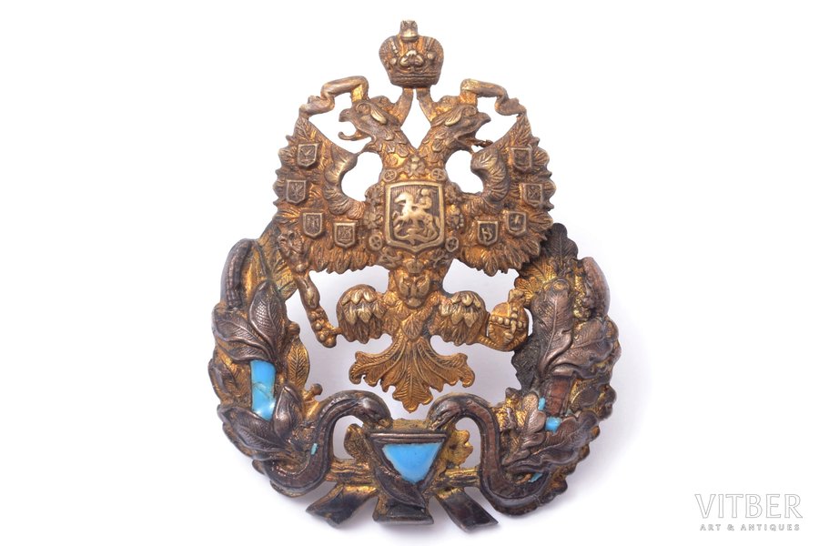 badge, graduation of Medical School, bronze, Russia, 59 x 48 mm, enamel chip