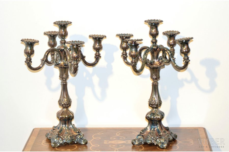 pair of candelabras, silver, 830 standard, 3550 g, (both items weight), 50 cm, 1941, Finland
