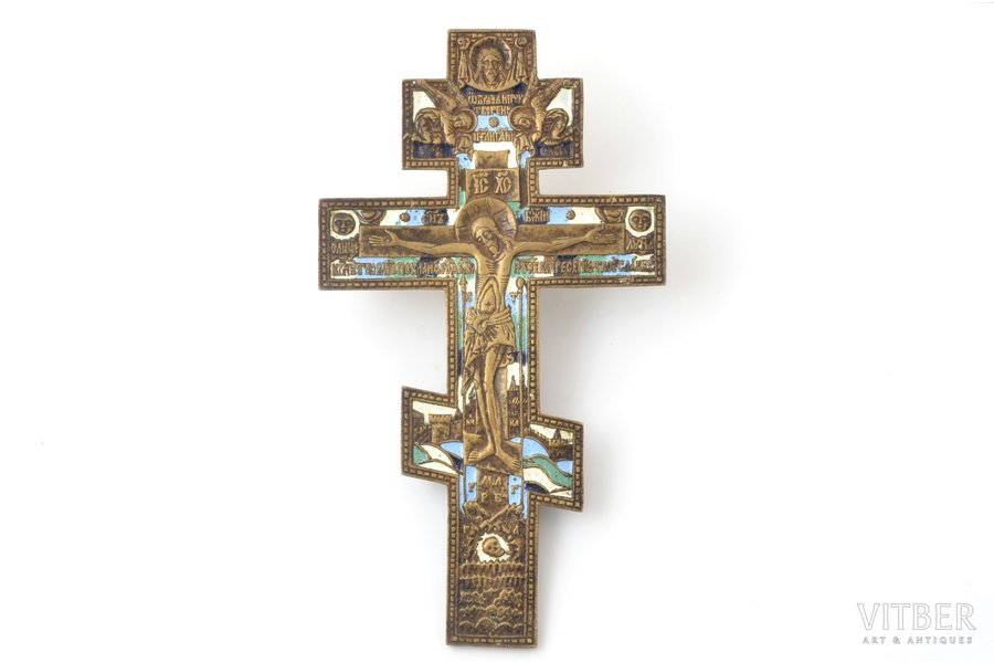 cross, The Crucifixion of Christ, copper alloy, 4-color enamel, Russia, the border of the 19th and the 20th centuries, 25.1 x 14.2 x 0.5 cm, 443.85 g.