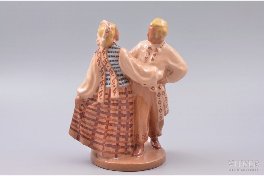 figurine, Folk dance, ceramics, Lithuania, USSR, Kaunas industrial complex "Daile", molder - L.Belvertajte, the 50-60ies of 20th cent., 19 cm