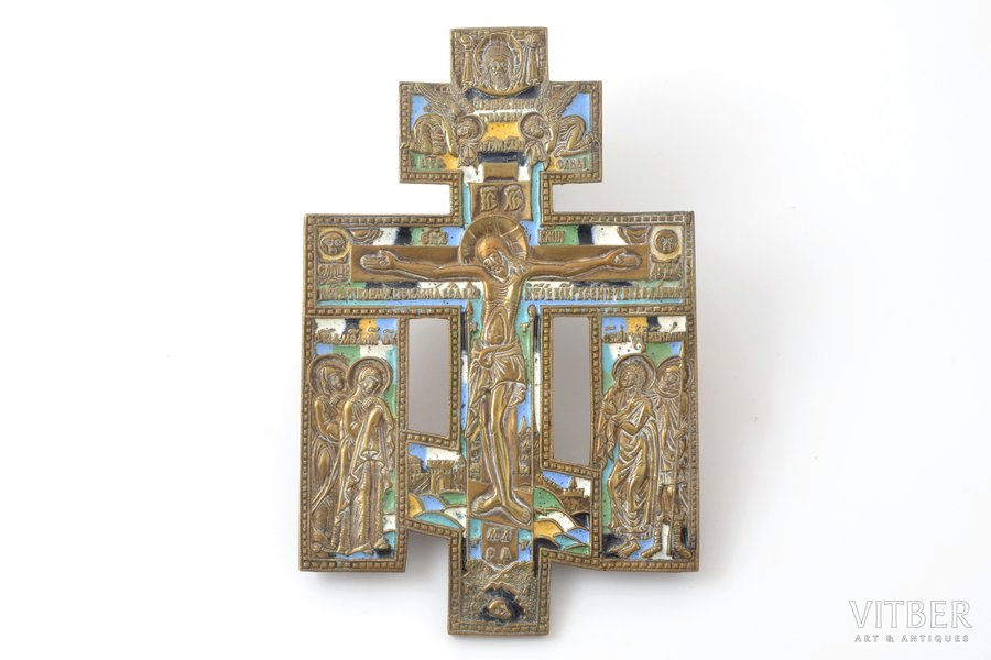 cross, The Crucifixion of Christ, copper alloy, 6-color enamel, Russia, the border of the 19th and the 20th centuries, 22 x 14.4 x 0.5 cm, 569.2 g.