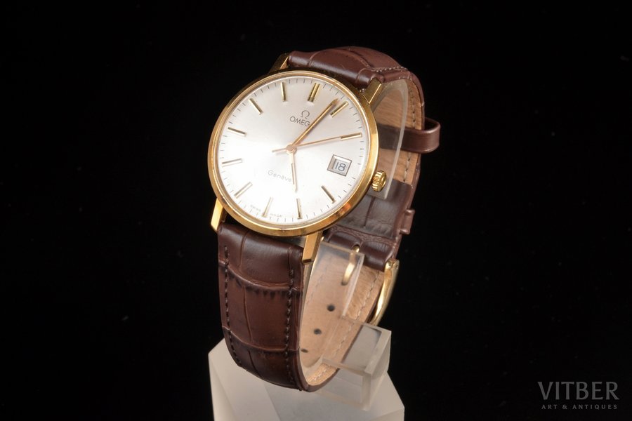 wristwatch, "Omega", Switzerland, gold, 585, 14 K standart, Ø 34 mm, mechanism in working order