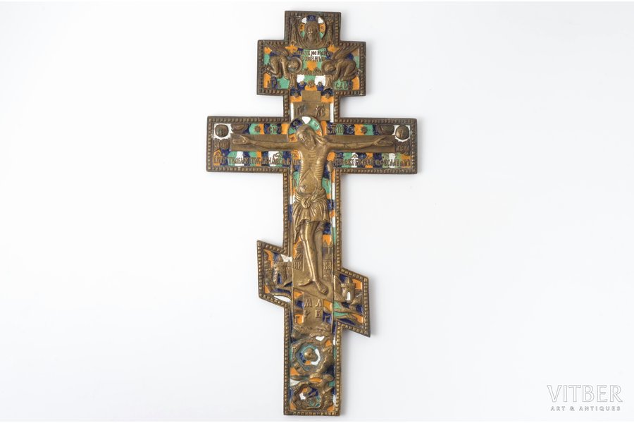 krusts, Kristus krustā sišana, vara sakausējuma, 4-krāsu emalja, meistars Rodions Hrustaļovs, Krievijas impērija, 19. gs. 2. puse, 35.8 x 18.9 x 0.7 cm
