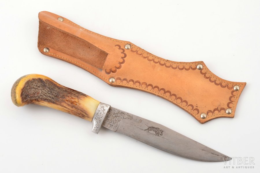 hunting knife, with engraved b...