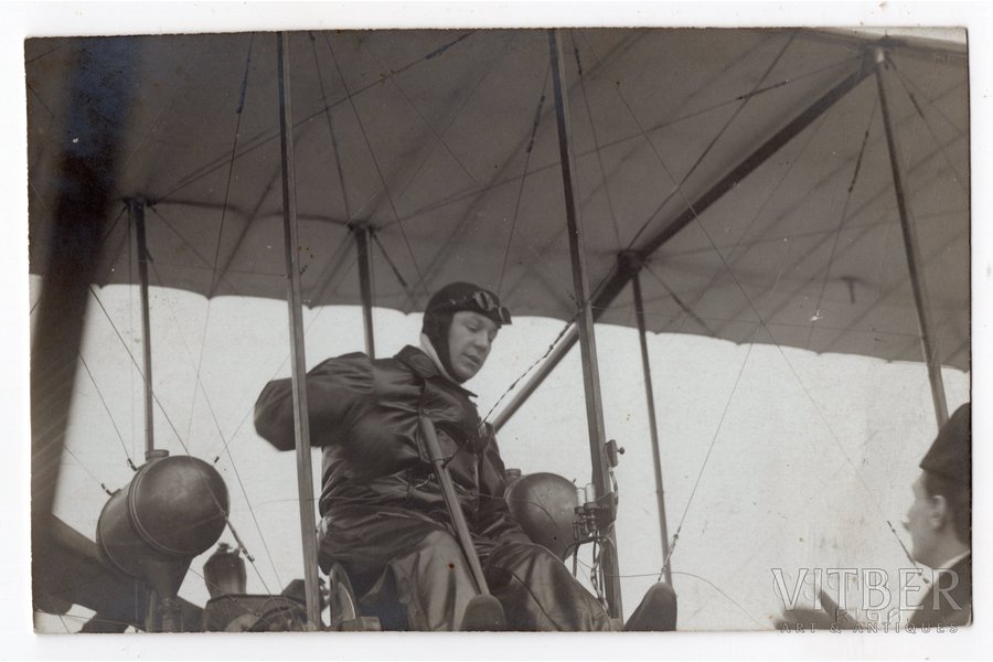 photography, Riga, the plane built at the Vagonbūves Rūpnīca, "Sommer RBVZ" with pilot V. Smith, March 6th, 1911, Latvia, Russia, beginning of 20th cent., 13.6x8.8 cm