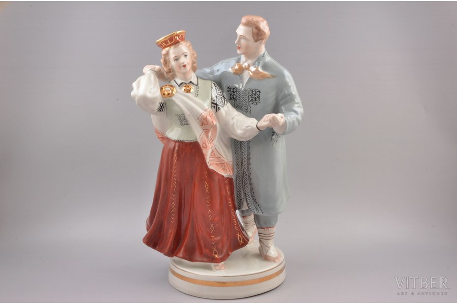 figurine, Folk dance, porcelain, Riga (Latvia), USSR, Riga porcelain factory, molder - Zina Ulste, 1954-1962, 33 cm