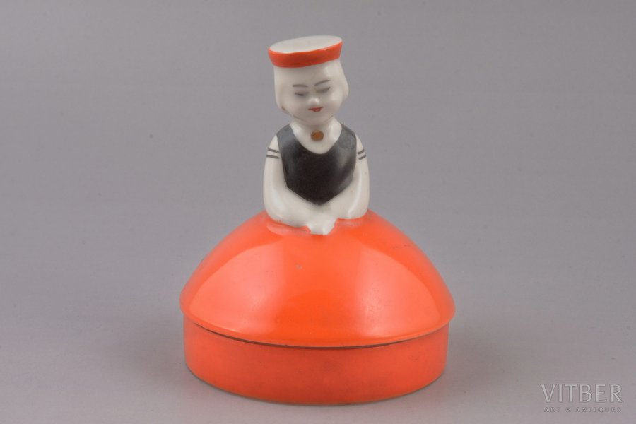figurine, A girl in traditional black costume (case), porcelain, Riga (Latvia), USSR, Riga porcelain factory, 1968-1980, h 9.1 cm, first grade