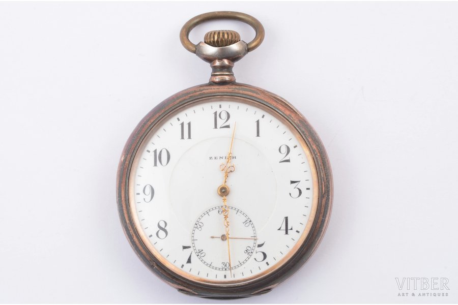 карманные часы, "Zenith", Швейцария, начало 20-го века, серебро, 84, 875 проба, 95.8 г, Ø 52 мм, механизм в рабочем состоянии