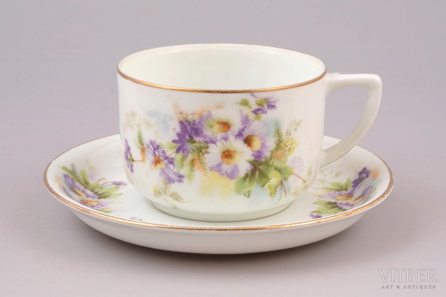tea pair, porcelain, M.S. Kuzn...