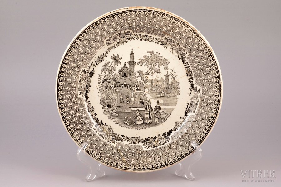 šķīvis, fajanss, M.Račkina fajansa fabrika, Rīga (Latvija), 1846-1859 g., Ø 22.3 cm