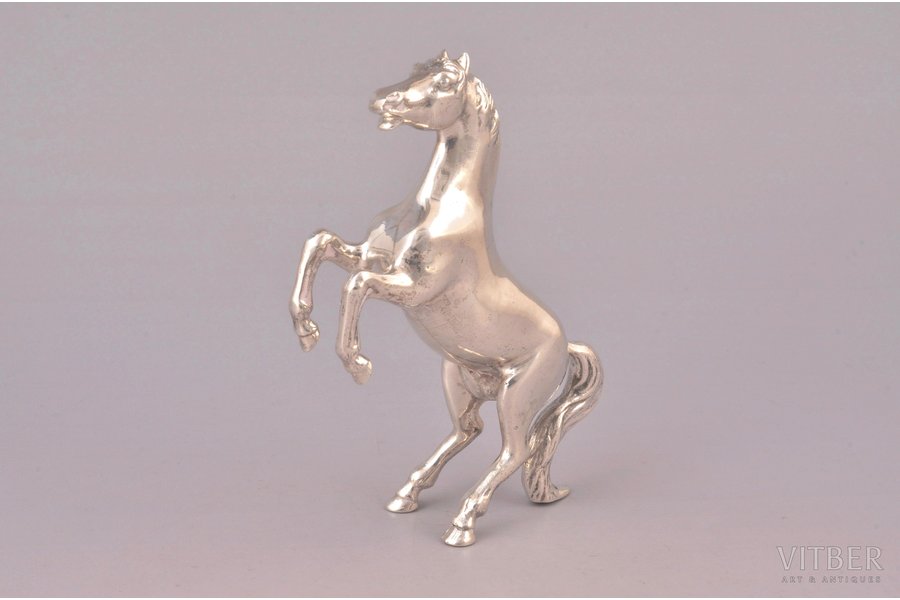 статуэтка, серебро, Лошадь, 900 проба, 157.85 г, 11.2 x 8.5 x 2.3 см, Европа