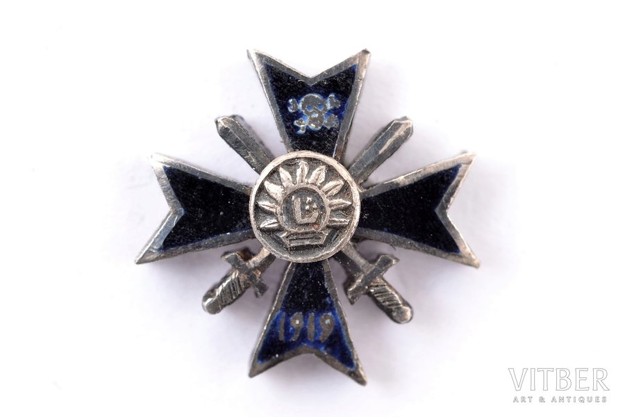 фрачный знак, Латгальский партизанский полк, серебро, Латвия, 1919-1922 г., 10.2 x 10.6 мм