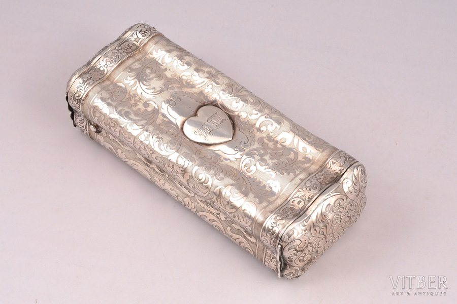 cigar capsule, silver, 84 ПТ standard, 117.25 g, 13.5 x 5.2 x 3.7 cm, the end of the 19th century, St. Petersburg, Russia, Europe