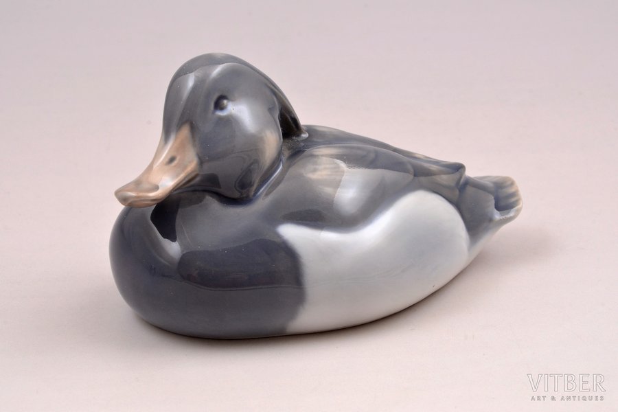 figurine, Duck, porcelain, Denmark, Royal Copenhagen, molder - Peter Herold, 1924, 6 x 10.5 cm