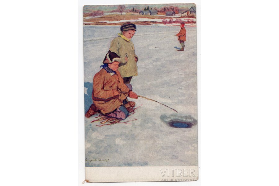 postcard, artist Bogdanov-Belsky, Russia, beginning of 20th cent., 13.8x8.8 cm