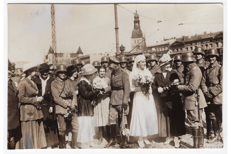фотография, Первая Мировая война, Рига, немецкие войска, Латвия, Германия, начало 20-го века, 16x10.8 см