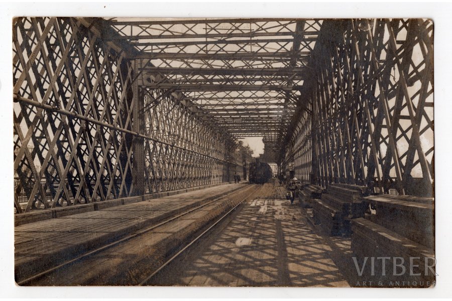 фотография, Рига, Железнодорожный мост, Латвия, Российская империя, начало 20-го века, 13.6x8.8 см