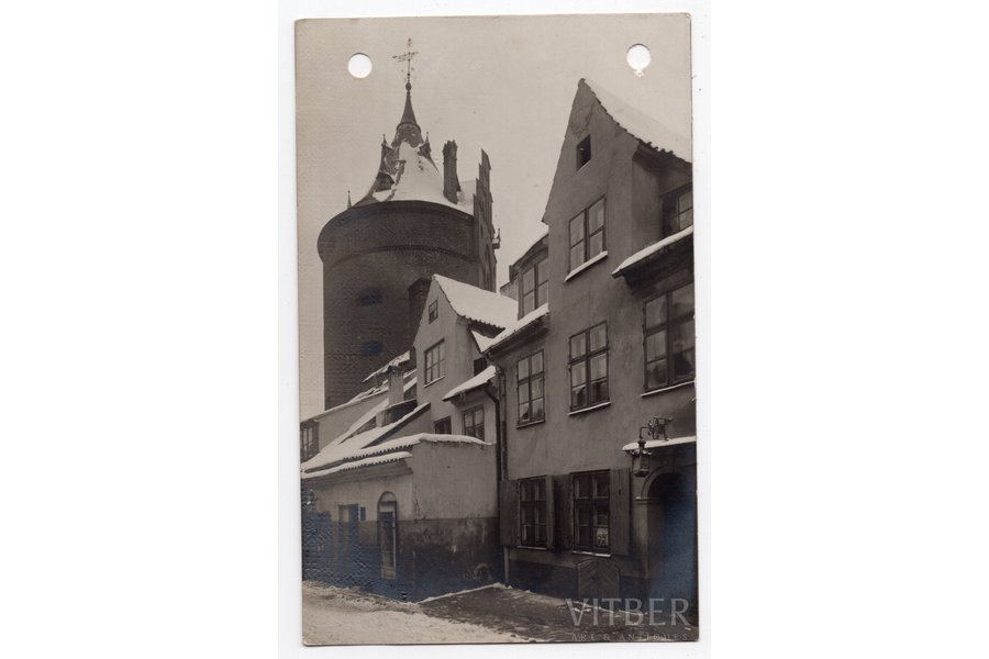 фотография, Пороховая башня, Старая Рига, Латвия, Российская империя, начало 20-го века, 13.8x8.8 см